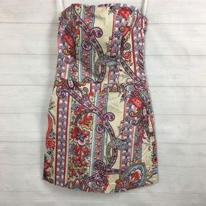 Vintage Tommy Hilfiger (G1-21) Sz 2 Strapless Dress Paisley Print. Mini dress.